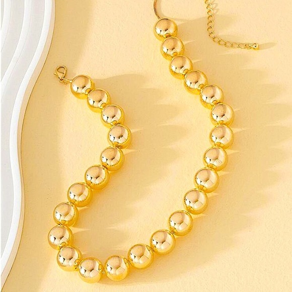 Gold Beaded Ball Necklace - Picture 3 of 4